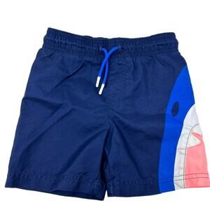 Cat & Jack Toddler Boy 3T Shark Swim Trunks Navy Blue Board Shorts